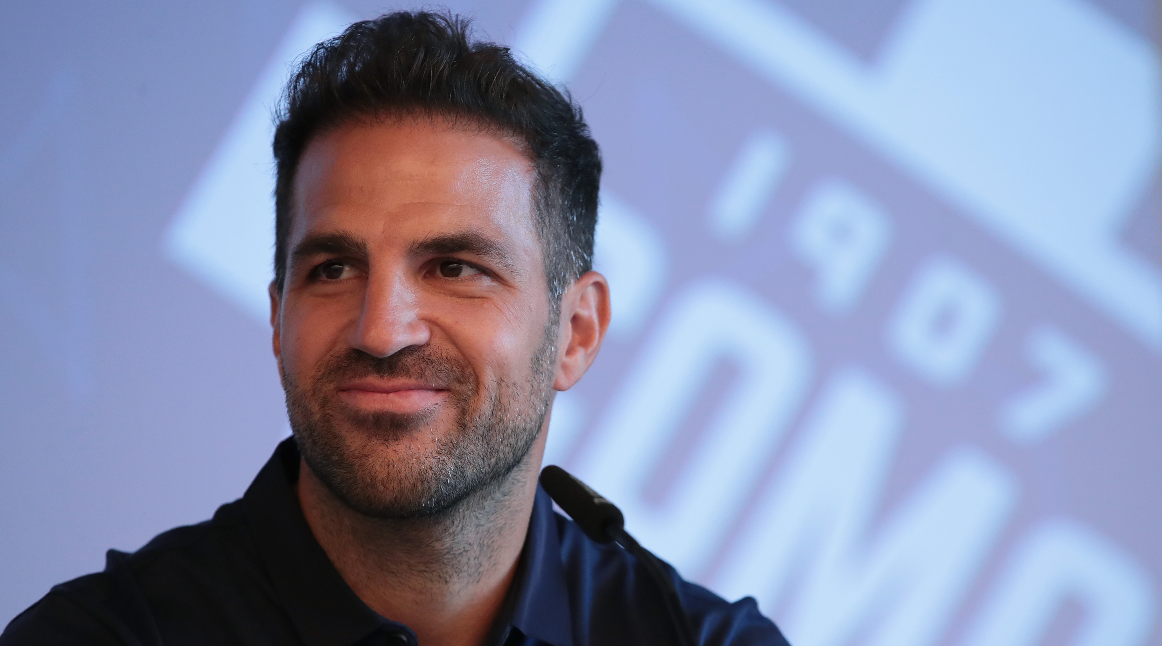 Cesc Fabregas at his unveiling as a Como player