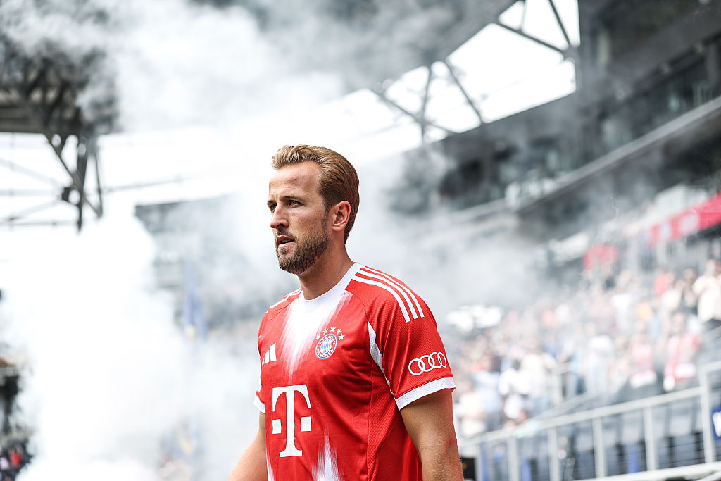 Harry Kane of Bayern is announced to the crowd ahead of the FIFA Club World Cup 2025 group C match between FC Bayern München and Auckland City FC at TQL Stadium on June 15, 2025 in Cincinnati, Ohio.