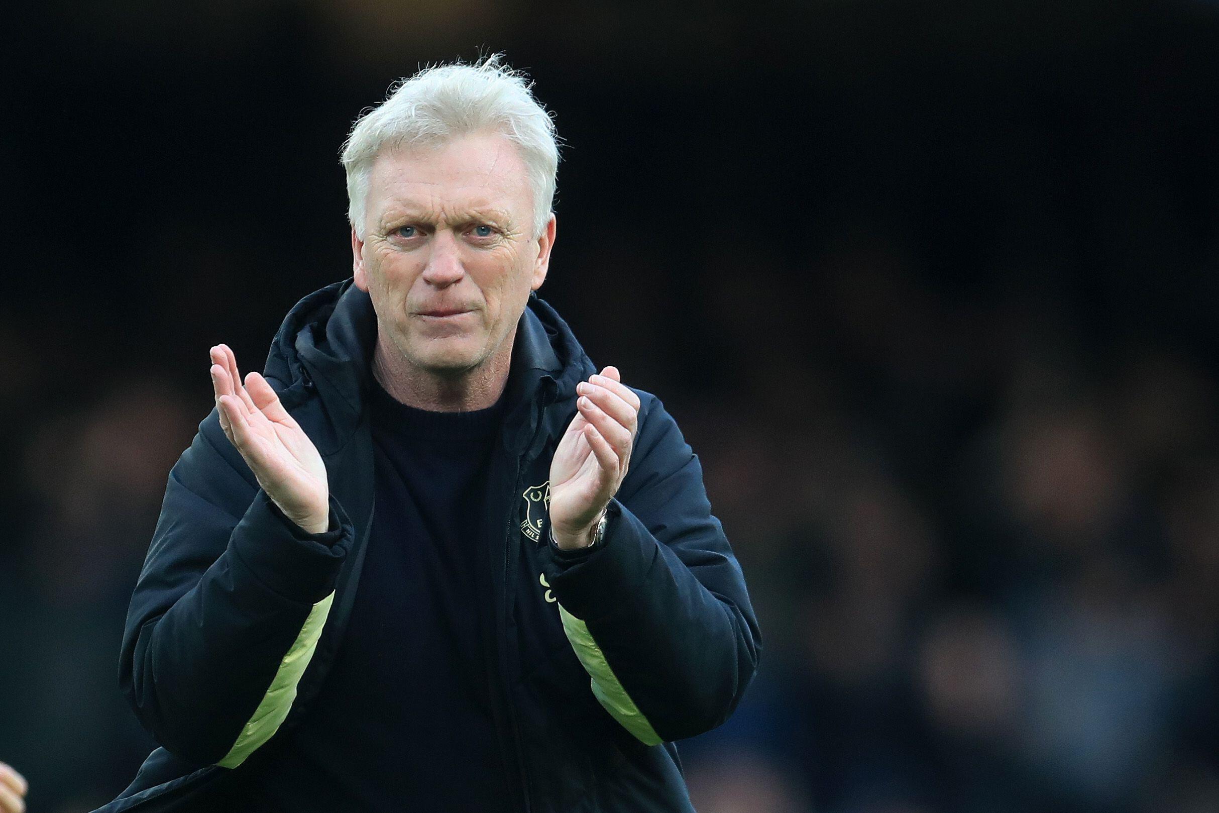 Everton manager David Moyes applauds the fans at full-time of the Premier League match against West Ham United at Goodison Park in Liverpool, England on 15 March, 2025
