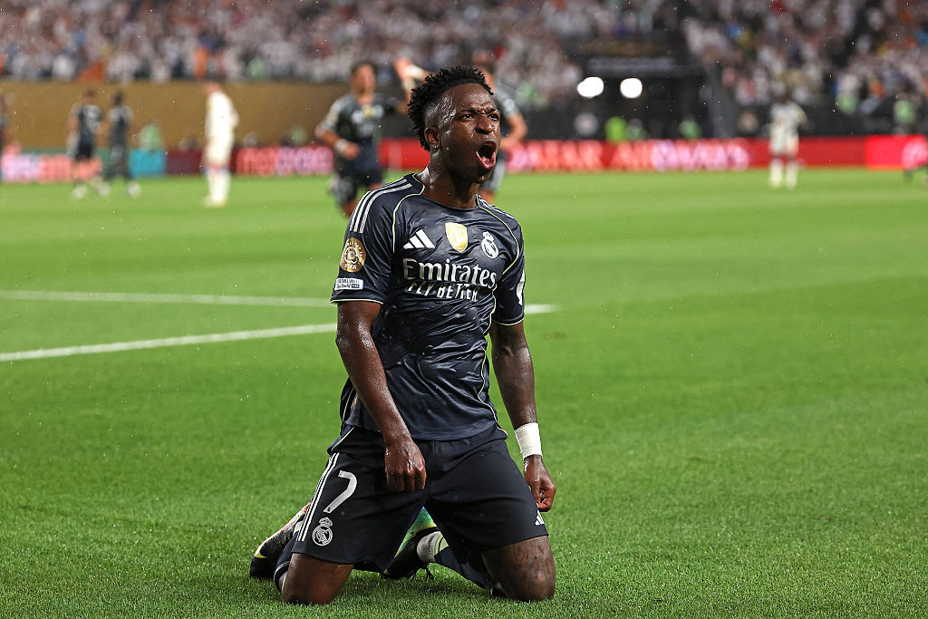 Vinicius Jr celebrates a goal at the 2025 Club World Cup for Real Madrid