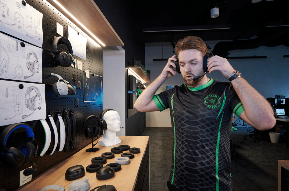 CS Pro NiKo behind the scenes look at Razer Blackshark V3 Headset in a workshop