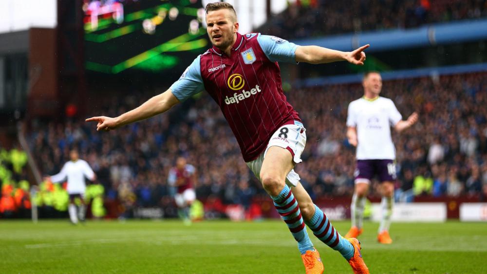 Tom Cleverley celebrates scoring for Aston Villa