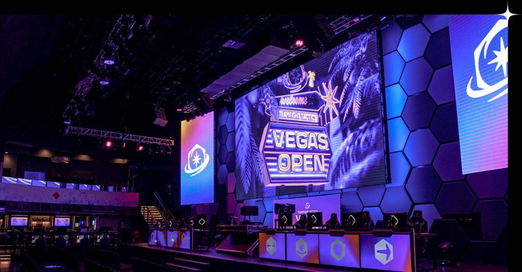 HyperX esports venue in Las Vegas, US, featuring stage and PC stations