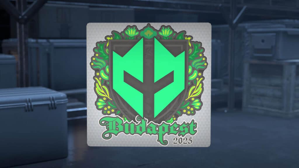 Image of Imperial Esports Budapest 2025 sticker on a blue background