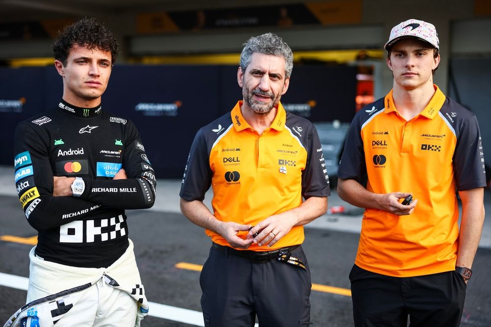 Lando Norris, McLaren, Oscar Piastri, McLaren, Andrea Stella, McLaren