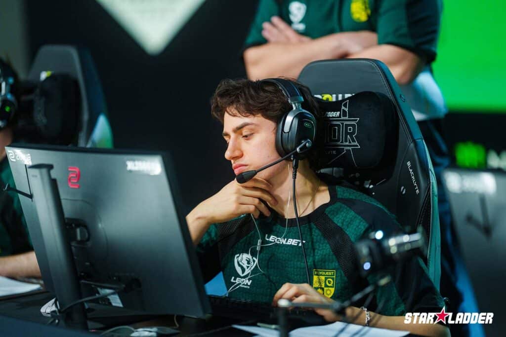 Image of FlyQuest Counter-Strike player sat at gaming monitor while competing at StarLadder Budapest Major 2025