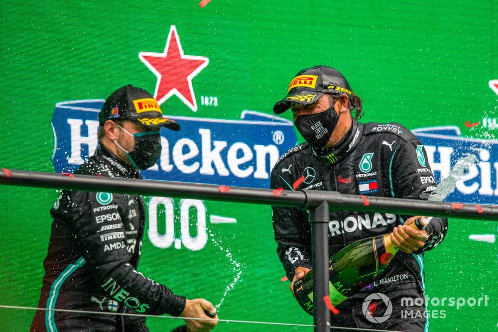 Hamilton is elated - probably - after scoring his 92nd F1 win in Portugal