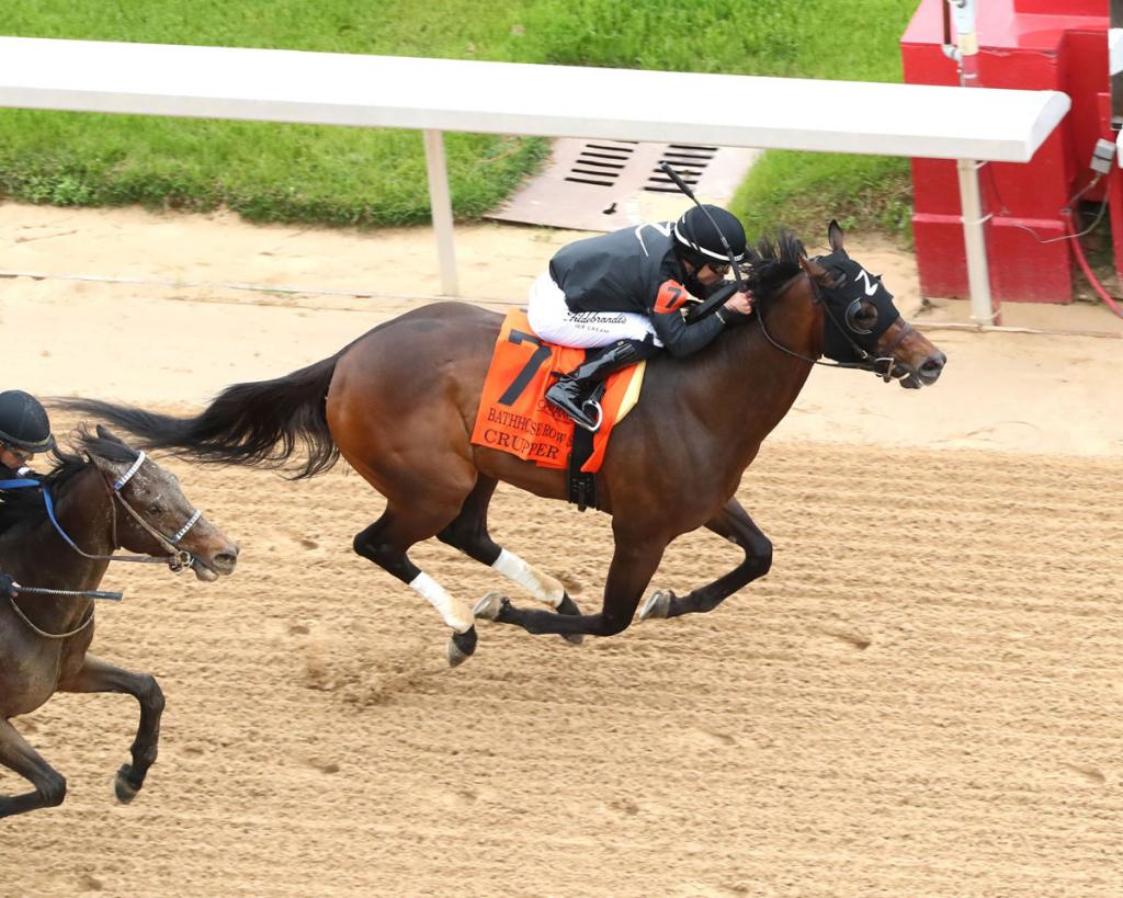 Crupper, triumphant in the Bathhouse Row Stakes (Visuals by Coady Media)