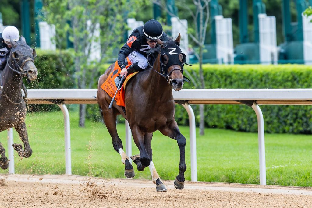 Crupper, triumphant in the Bathhouse Row Stakes (Captured by Eclipse Sportswire)