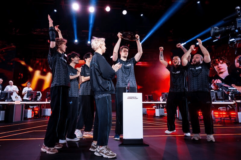 Picture of PARIVISION (Team Vision) after they won the EWC 2026 Dota 2 tournament.