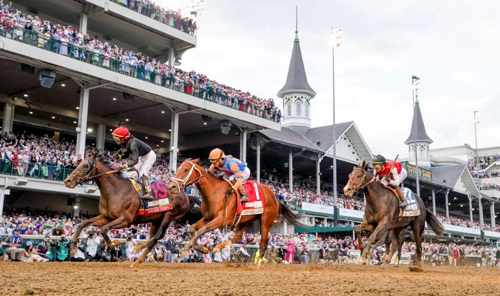 The Kentucky Derby and Belmont Stakes titleholder Golden Tempo (Eclipse Sportswire)