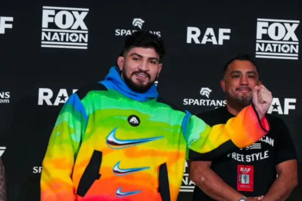 Dillon Danis poses on stage prior to a RAF match against Colby Covington