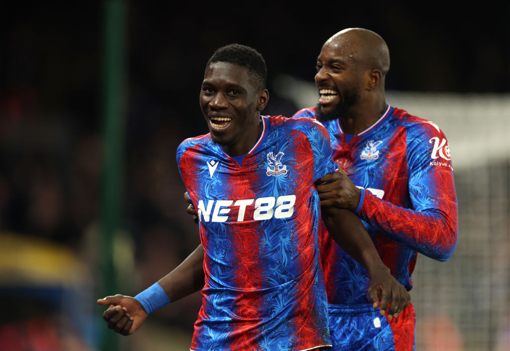 Ismaila Sarr of Crystal Palace celebrates after scoring.
