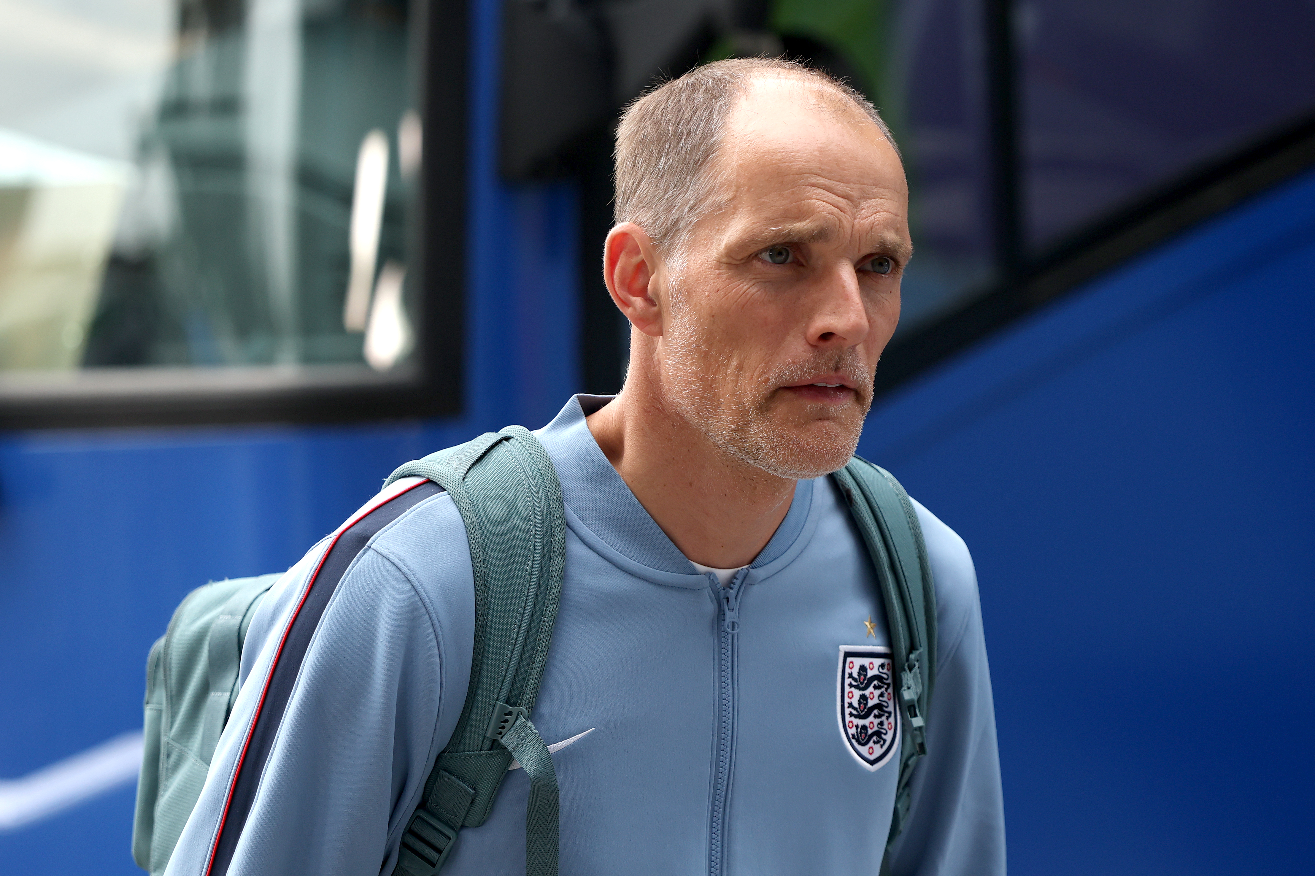 MIAMI GARDENS, FLORIDA - JULY 18: Thomas Tuchel, Manager of England, arrives at the stadium before the FIFA World Cup 2026 Bronze Final between France and England at Miami Stadium on July 18, 2026
