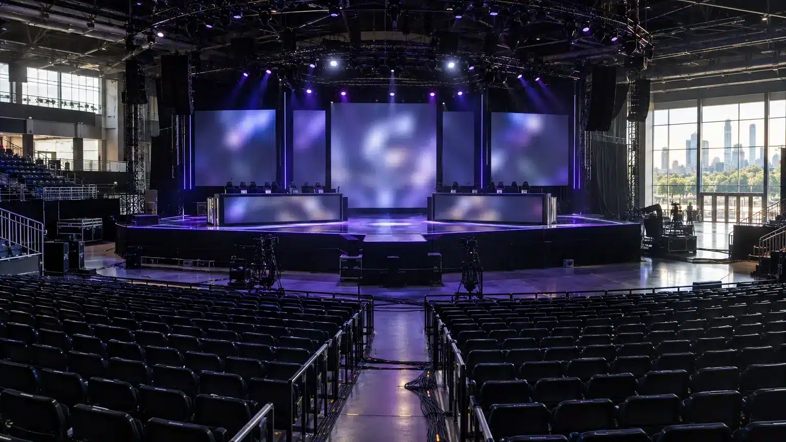 Empty Austin esports arena prepared for the 2027 VCT Champions event