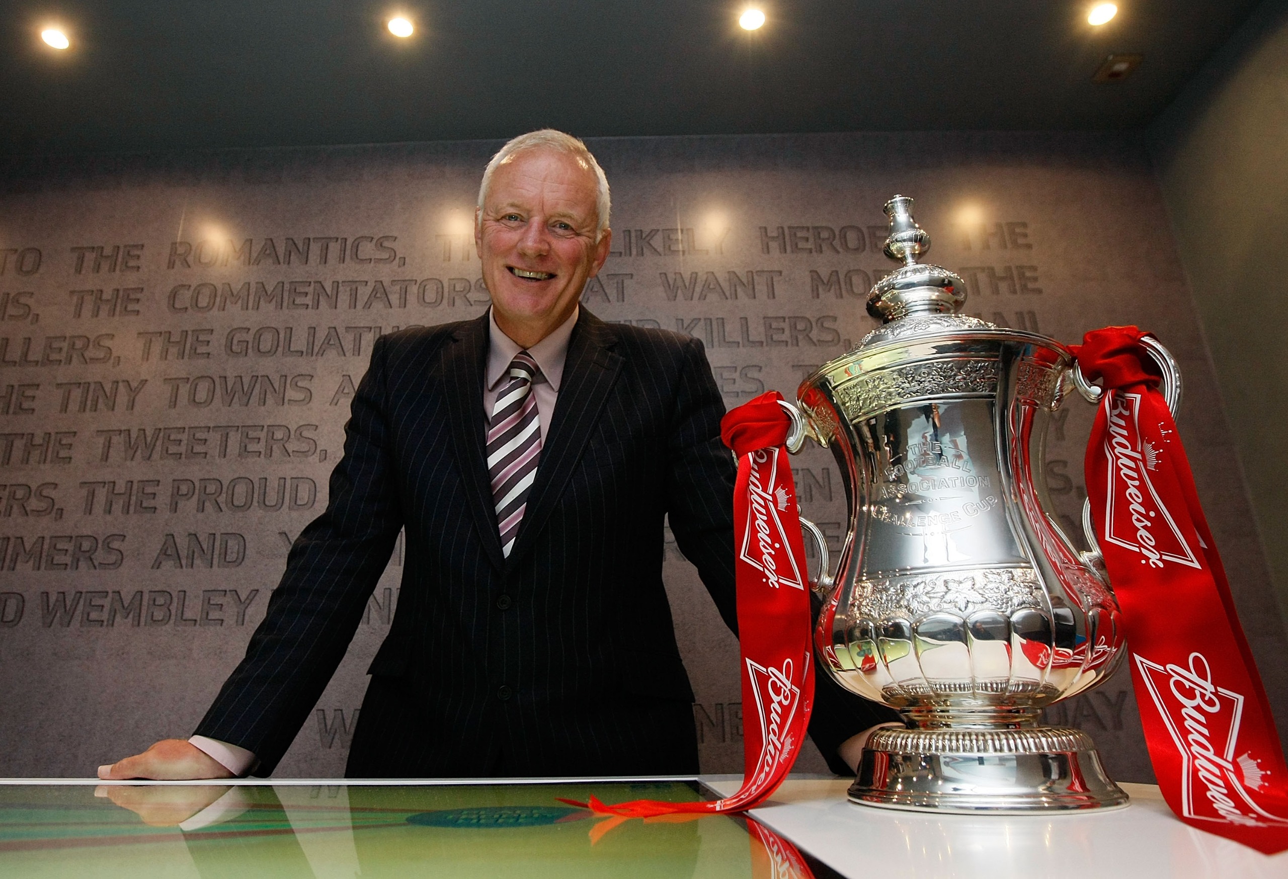 Barry Hearn holding the FA Cup Trophy in London, England, on November 4, 2011.
