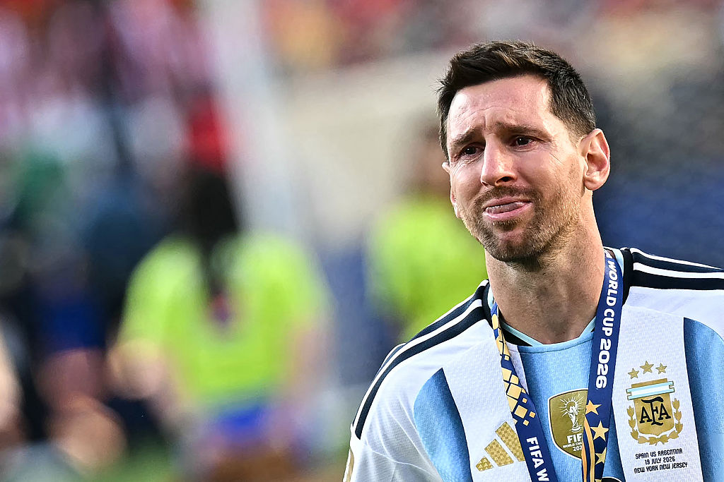 An emotional Lionel Messi weeps upon being presented with his runner-up medal at the conclusion of the 2026 World Cup final