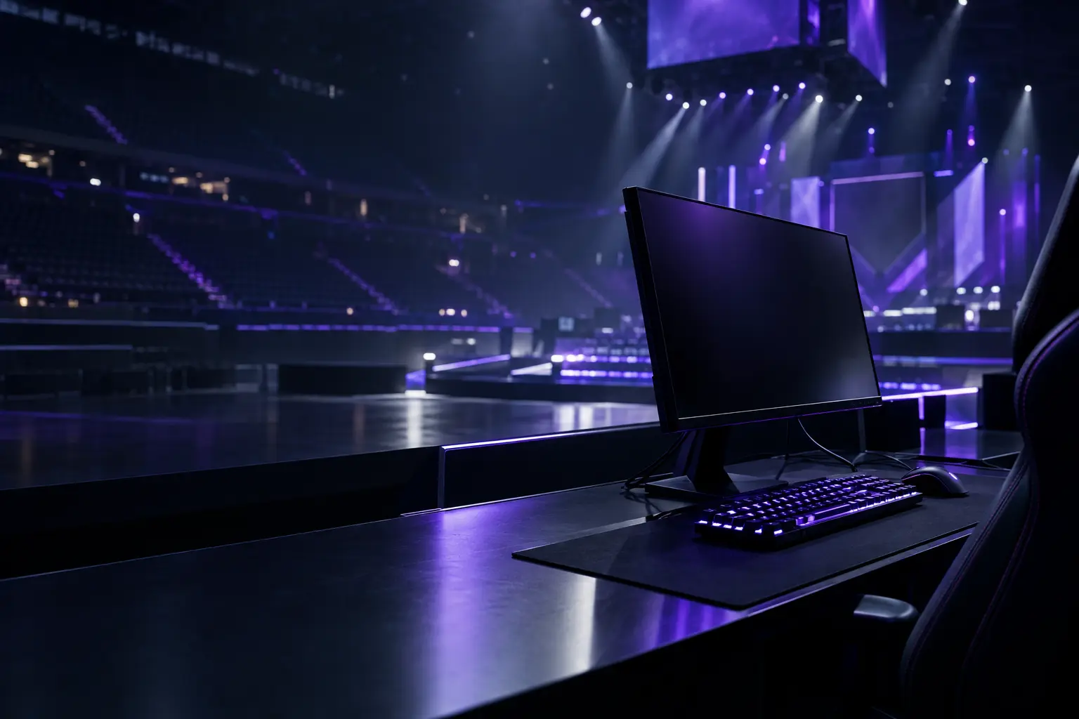 Empty Counter-Strike LAN stage symbolising Wildcard’s Major qualification race